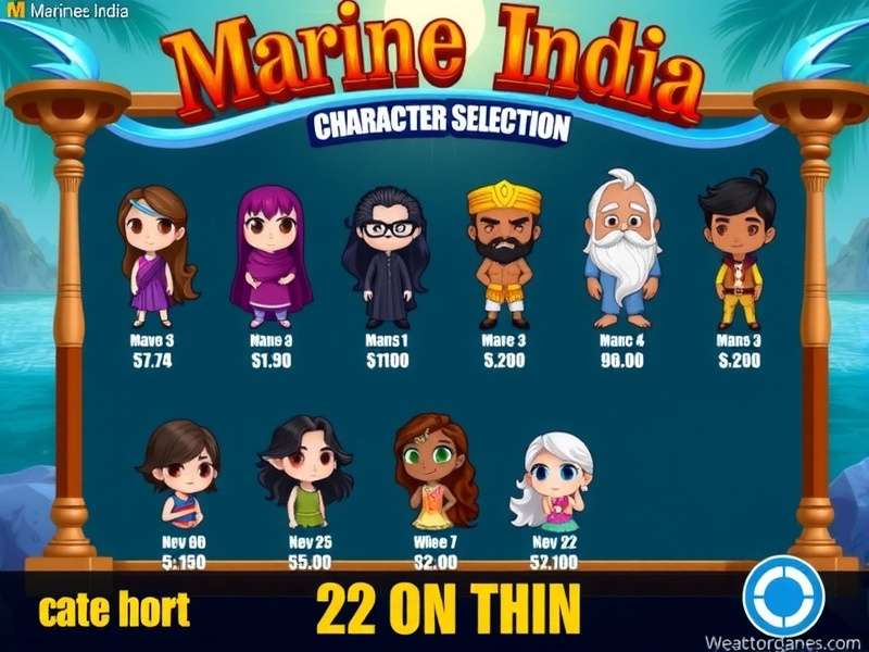 Marine Magic India Character Selection Screen featuring Indian-inspired characters
